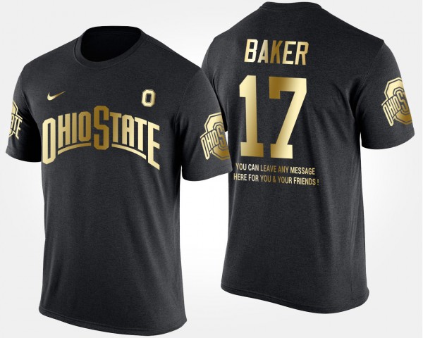 Ohio State Buckeyes Jerome Baker Men's #17 With Message Gold Short Sleeve Black Limited College Football T-Shirt 2404BWVZ7